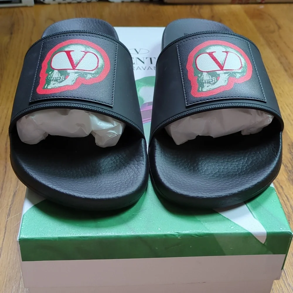 NIB Valentino Black Skull Pool Slide Undercover Jun Takahashi Collab Men's EU 45